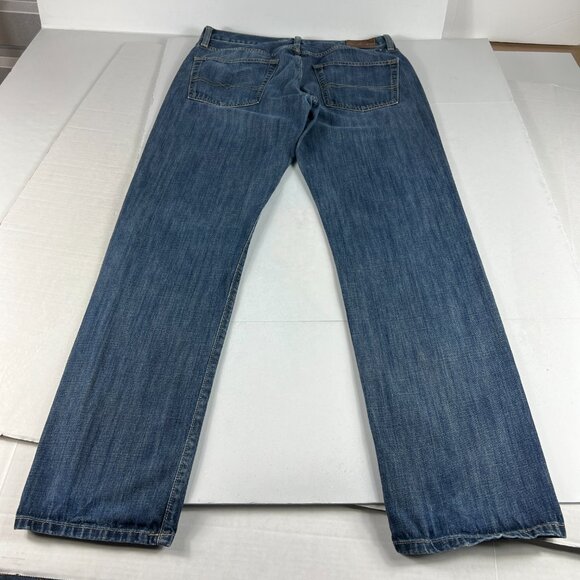 Lucky Brand Jeans Mens 33x31* 221 Straight Blue Faded Distressed Denim Tag 32x32 - Picture 10 of 16